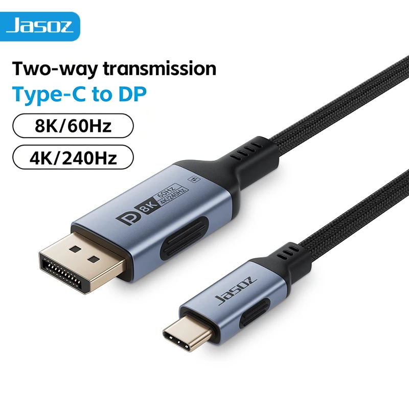 Jasoz USB C naar 8K Displayport 1.4 Kabel voor Macbook Pro Air iPad Compatibel met Thunderbolt 3/4 USB Type C naar Displayport Kabel