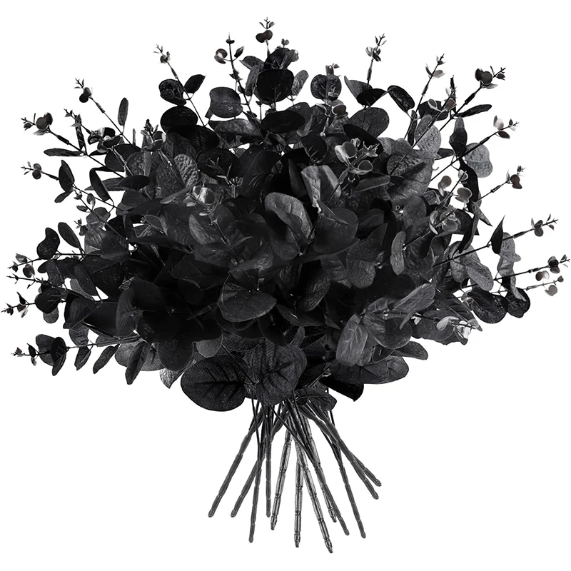 

47cm Artificial 4Forks Rattan Eucalyptus Leaves Fake Flowers Bouquet for Home Room Decor Thanksgiving Halloween Decoration