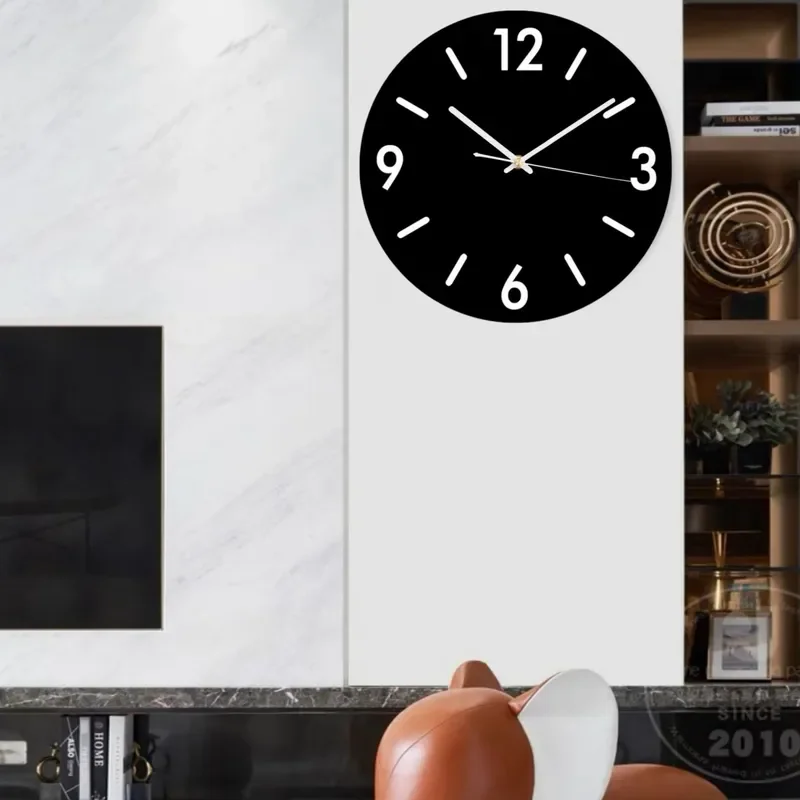 for Modern Simple Wall Clock Ultra Quiet Black Home Living Room Fashion Wall Hanging