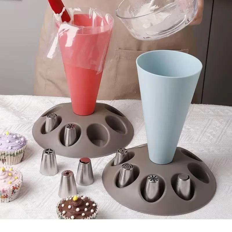 1 baking tool, a stand-up piping bag for filling liquids or batters, kitchen baking tools, piping tip holder.