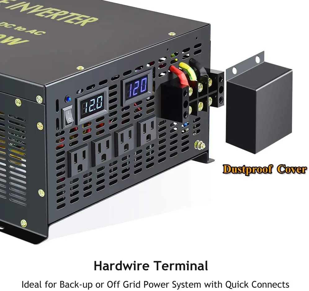 5000W Pure Sine Wave Inverter Solar Power Battery 12V 24V 36V 48V 96V DC to 120V 220V 230V 240V AC Home appliance Wired Control