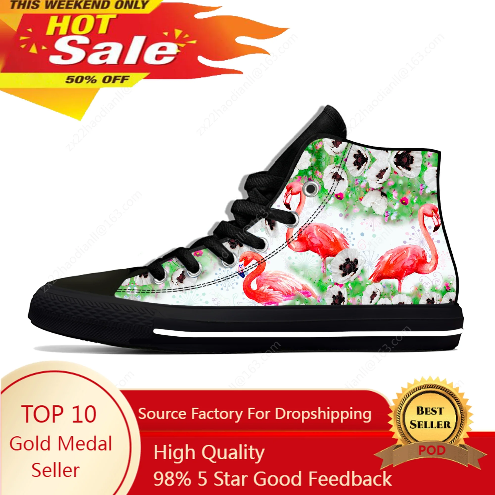 

Flamingo High Top Sneakers Mens Womens Teenager Casual Shoes Canvas Running Shoes 3D Print Cosplay Breathable Lightweight shoe