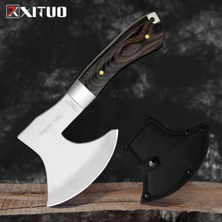 Full Tang Sharp Axe Camping Survival Axe Knife Kitchen Bone knife Stainless Steel Tomahawk Outdoor Tools Hunting Hammered