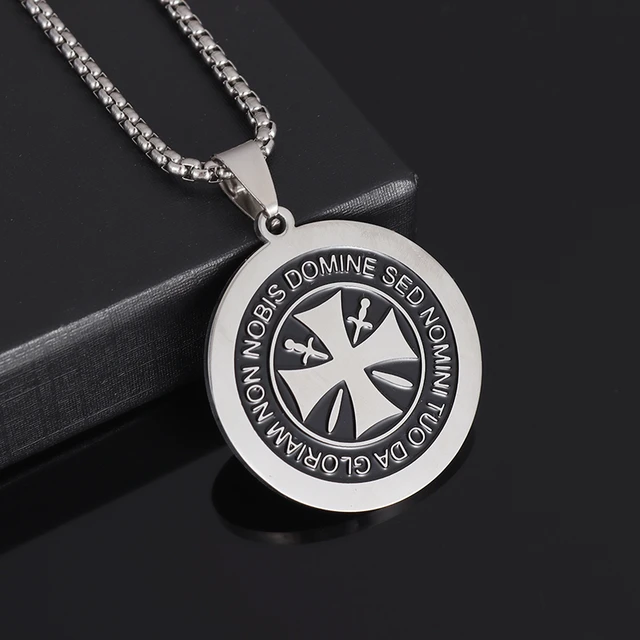 Classic German Military Logo Stainless Steel Round Medal Iron Cross Pendant Necklace for Men Women Punk Jewelry