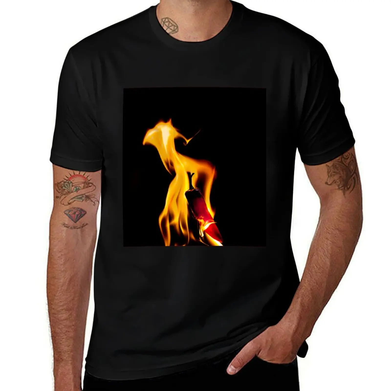 Flaming hot Chilli T-Shirt Art Pattern Printed Casual Top T-Shirt