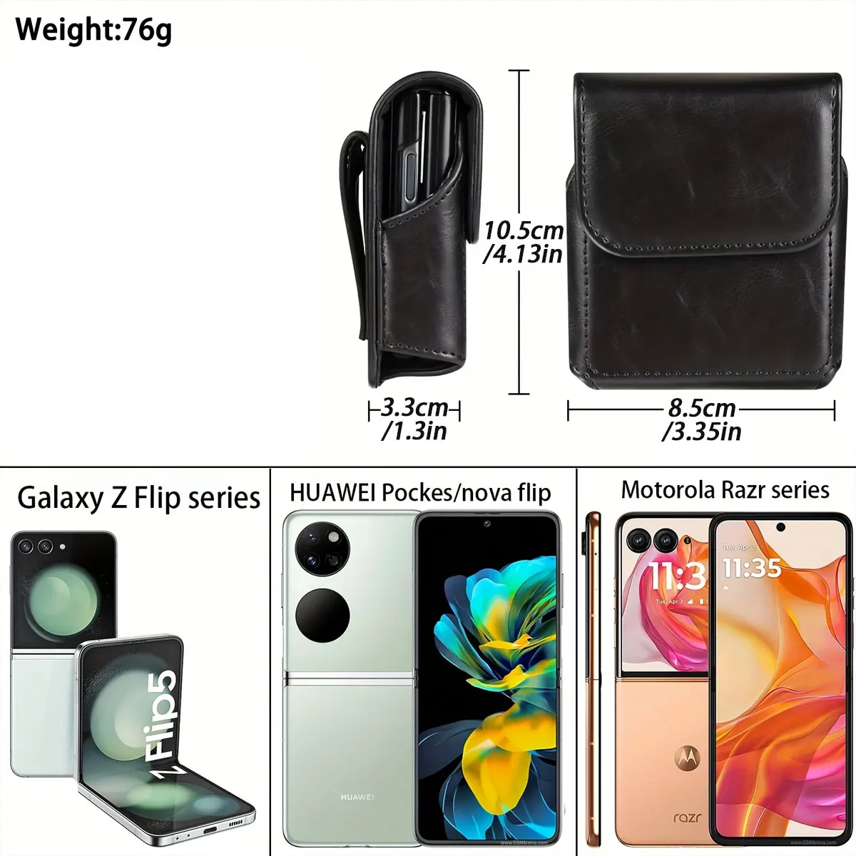 Folding phone waist bag phone protective case, leather bag with belt clip, suitable for lamb pattern folding screen.zwq