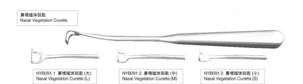 Nasal Vegetation Curette S/M/L und Tonsillenschere, ein Satz Produkt