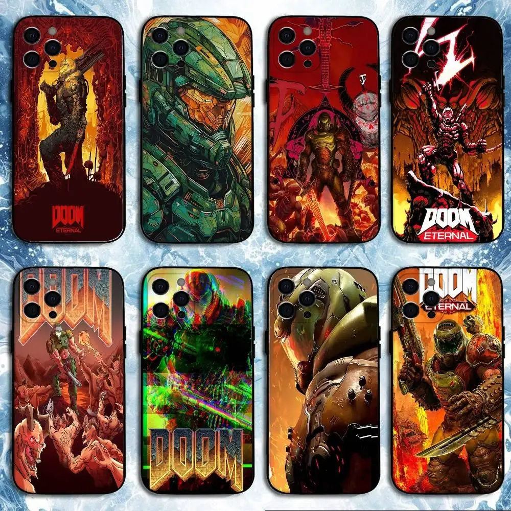 

Game dooms Phone Case For iPhone 16,15,14,13,12,11 Plus,Pro Max, Soft Silicone Black Cover