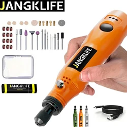 JANGKLIFE USB Cordless Rotary Tool Kit Woodworking Engraving Pen DIY For Jewelry Metal Glass Mini Wireless Drill