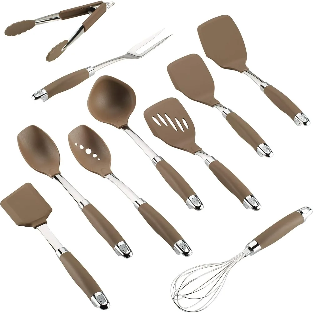 

Anolon Tools Set/Nonstick Nylon Cooking Utensils/Kitchen Gadgets Includes Spoons, Turners, Ladle, Meat Fork, Whisk