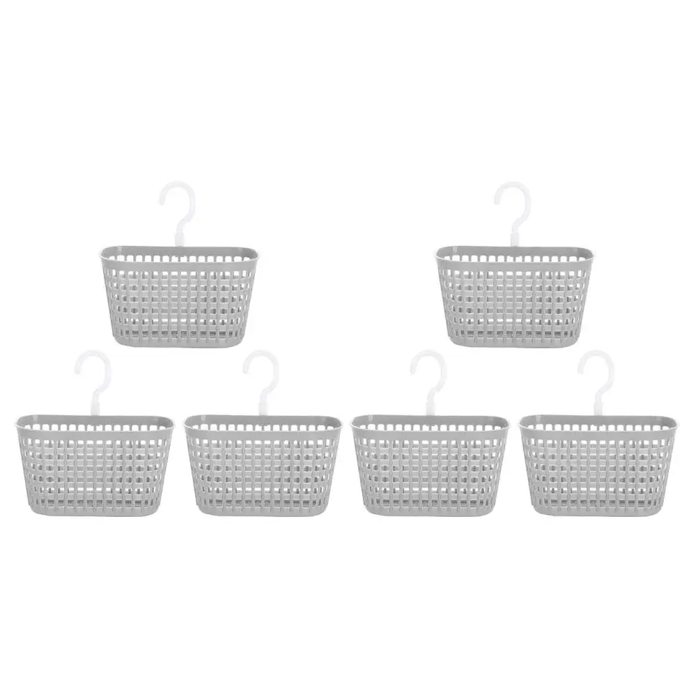 

6 Pcs Rotating Hanging Baskets Storage Containers Foldable Kitchen Bathroom Wall Rack Plastic Gray 360 Degree Organizers