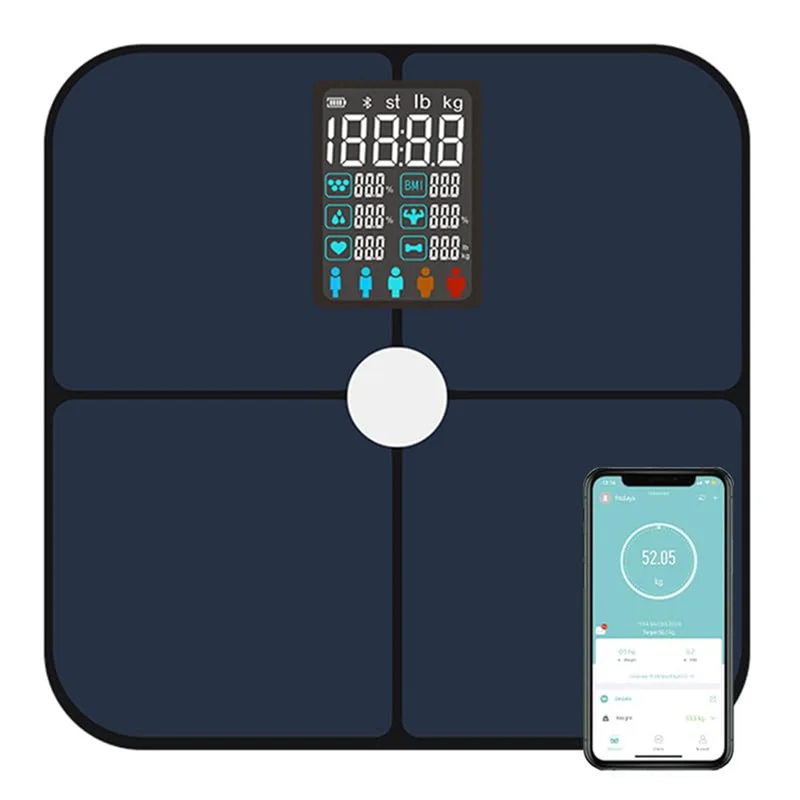 A59E-สมาร์ท ITO Heart Rate Scale จอแสดงผลขนาดใหญ่ดิจิตอลสมาร์ท Scale สําหรับ Full Body น้ําหนักการติดตามไขมันสําหรับห้องน้ําผู้หญิงผู้ชาย