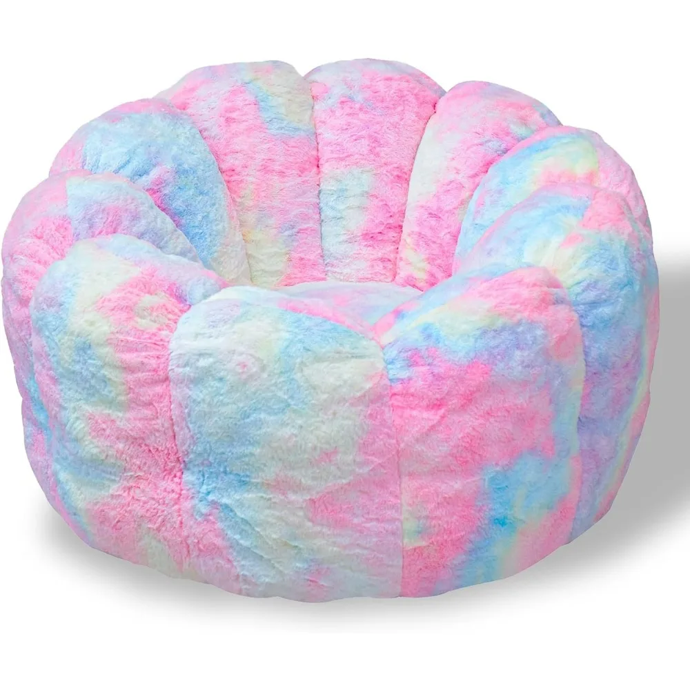 Giant Bean Bag Chair with Filler, Faux Fur Bean Bag Chairs for Adults with High Back Support Petal Armrest Bean Bag Sofa Chair