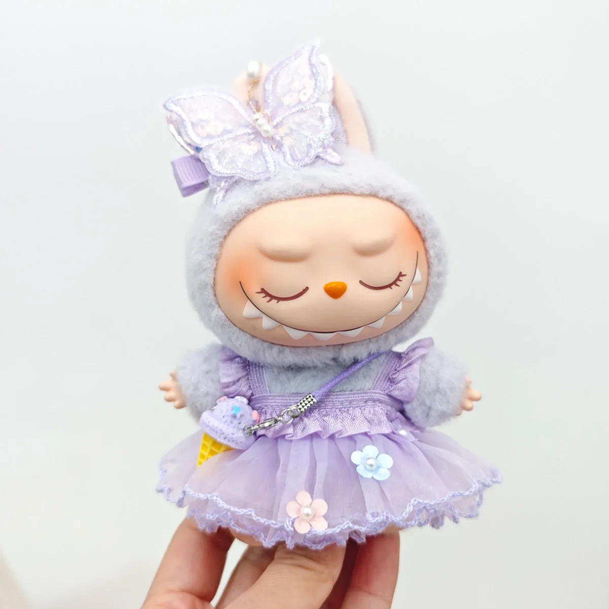 Plush Doll Accessories Clothes for Labubu Princess Purple Butterfly Fairy Skirt Cardigan Set Decoration Accessories