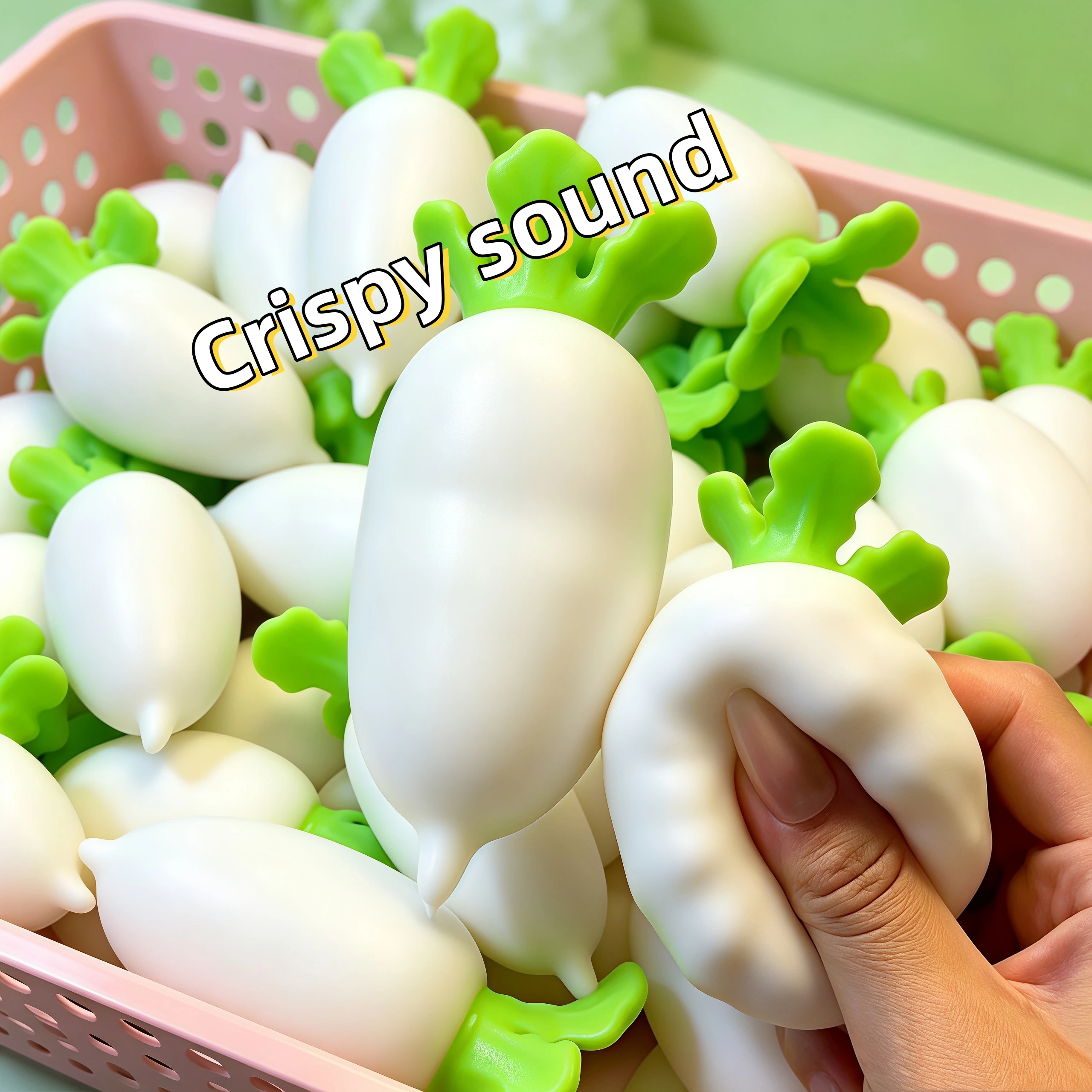 Crunchy White Radish Squishy Stress Ball Slow-rebond Fidgets Stress Relief Round Blocks Filled Squeeze ASMR Hand Relax Gift