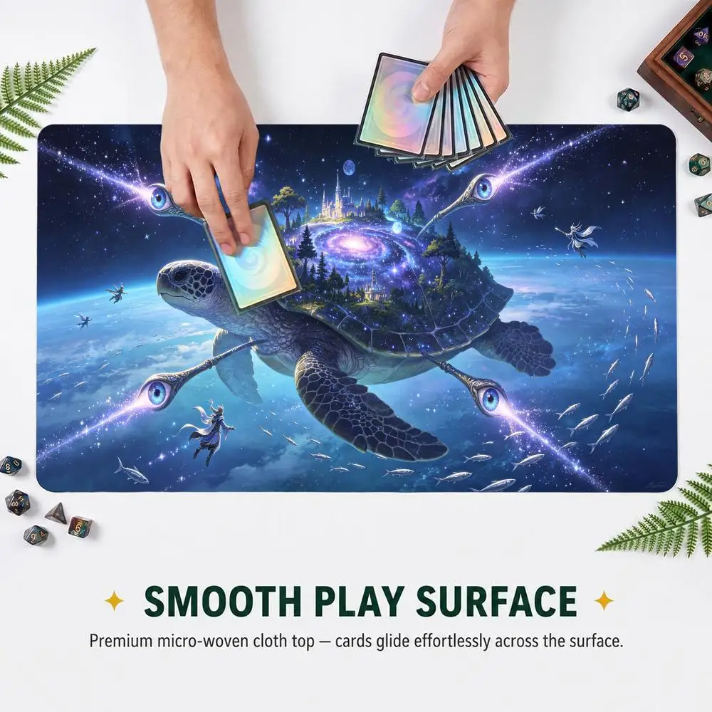 60X35CM Cosmic Giant Space Turtle Play mat Non-Slip Rubber Base Stitched Edge Table Mat for Card Game Pc Desk pad