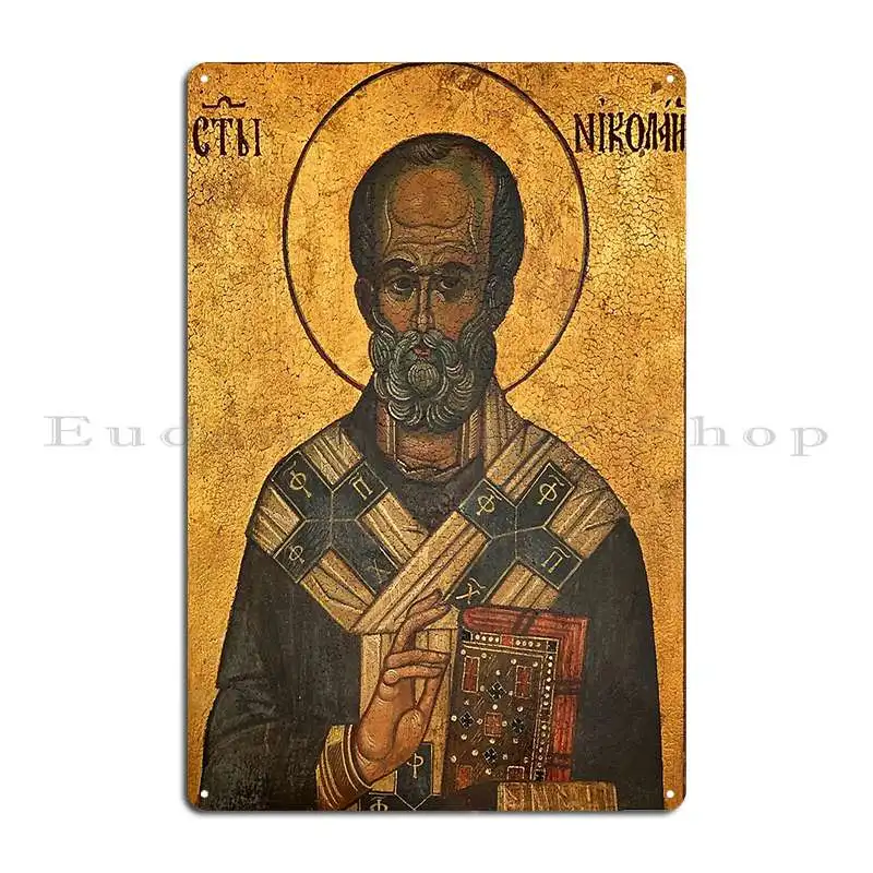 Saint Nicholas Orthodox Icon Metal Sign Home Pub Club Design Wall Cave Tin Sign Poster