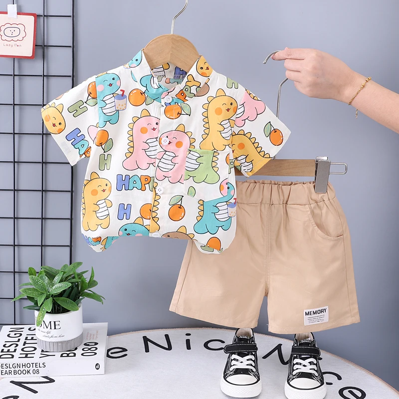 New Summer Baby Clothes Set Children Boys Shirt Shorts 2Pcs/Sets Toddler Clothing Infant Casual Cartoon Costume Kids Tracksuits