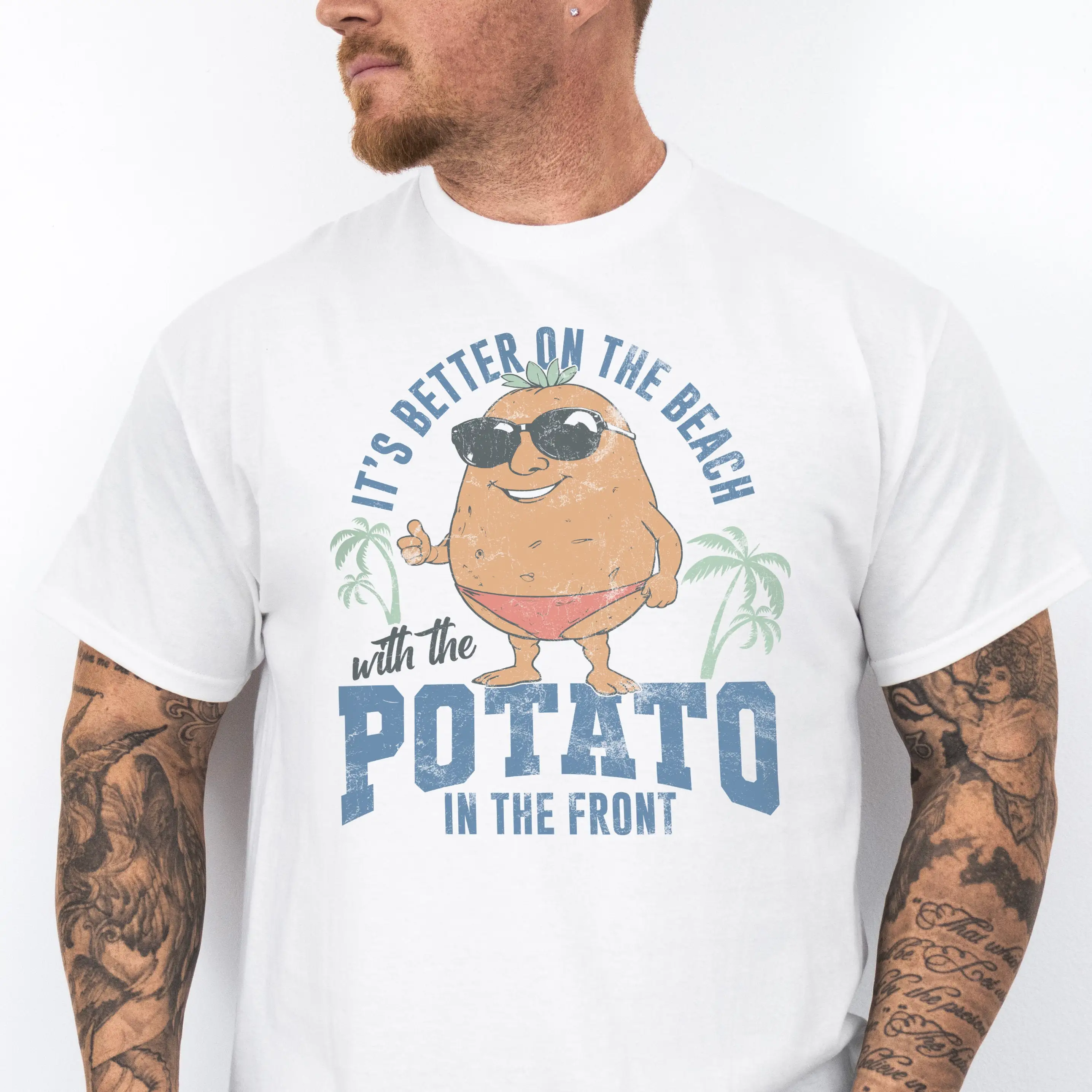 Camiseta divertida de playa para papá, mordaza cómica, estilo Vintage, patata tonta en la parte delantera, broma, regalo divertido para el Día del Padre