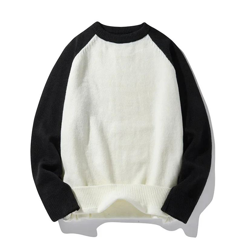 

2023 Crew Neck Sweater Men's Autumn and Winter Contrast Pullover Warm Bottom Shirt Casual Woolen Clothes Knitwear