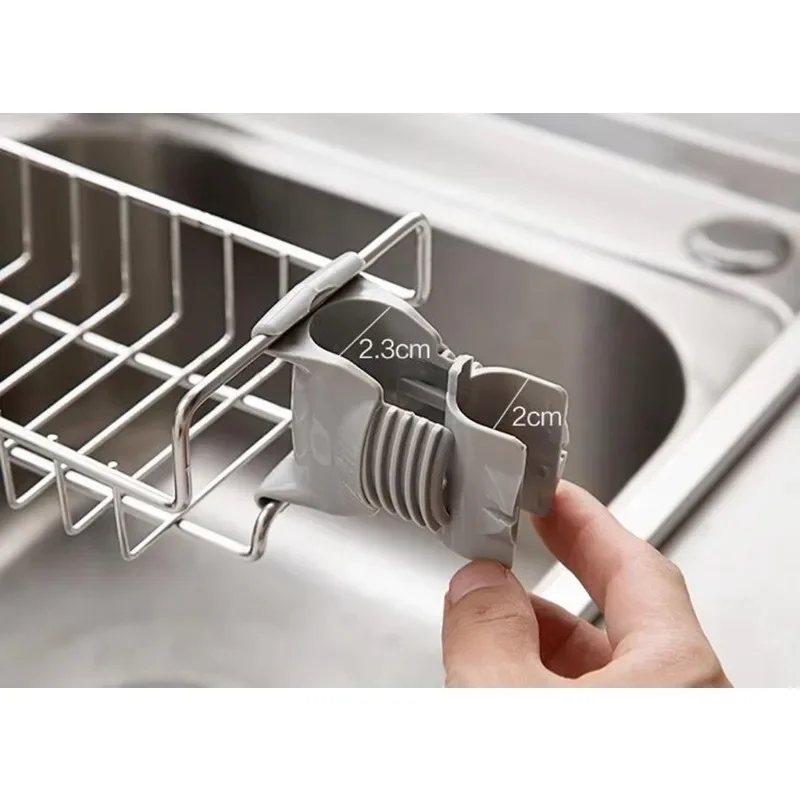 Kitchen Sink Faucet Shelf Stainless Steel Sponge Holder Adjustable Sink Faucet Dishcloth Towel Storage Rack Household Supplies
