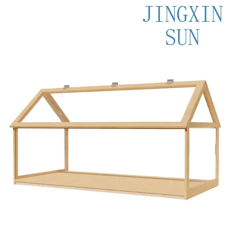 Hamster Cage Glass Transparent House Wooden Habitat for Golden Hamster and Quail Decor