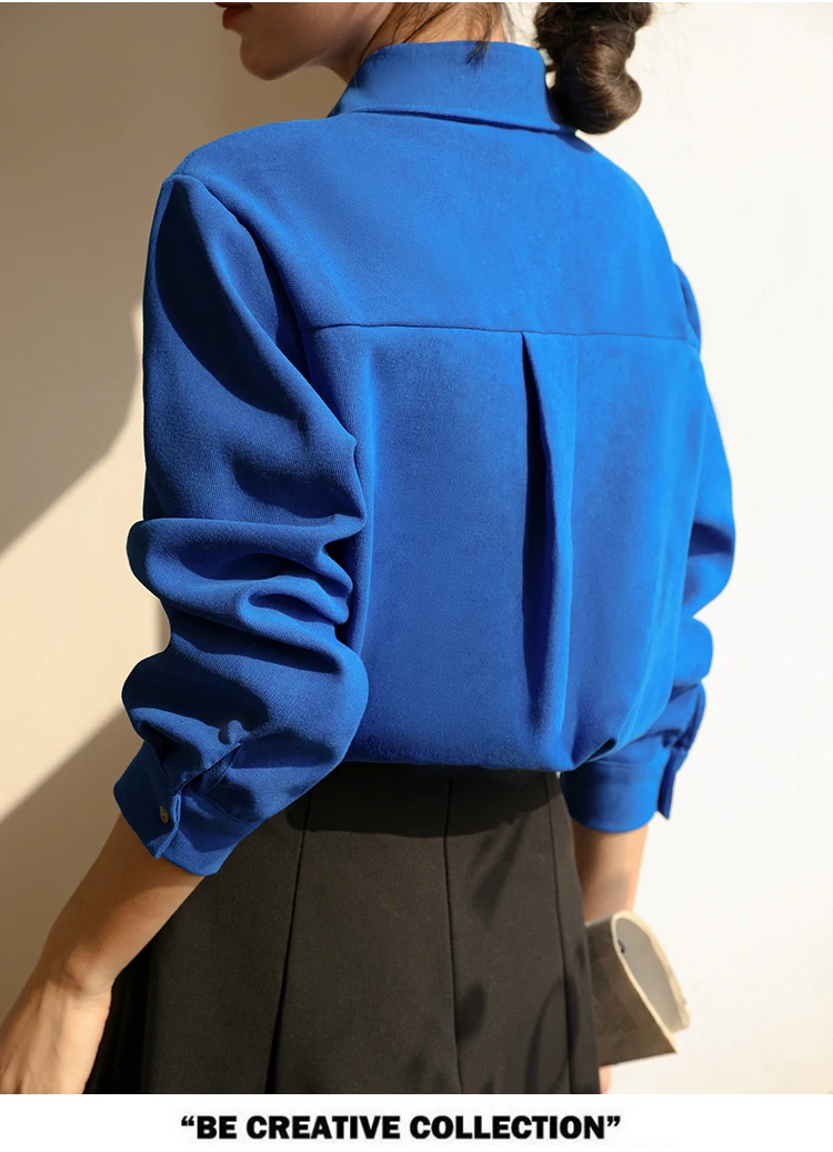 Camicette da donna da ufficio Camicette da donna in velluto a coste tinta unita Camicie vintage Moda vestibilità ampia Abbigliamento primavera/autunno Top da donna a maniche lunghe