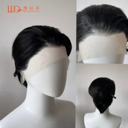 Black Lace Front Wig for Men Frontal Lace Heat Resistant Fiber with High Quality Synthetic Wig in 8inch Cosplay Use