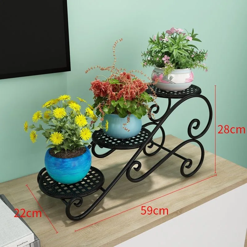 YFY European American wrought iron single-layer floor-to-ceiling  stand  Living room indoor and pot stand Small  pot stool