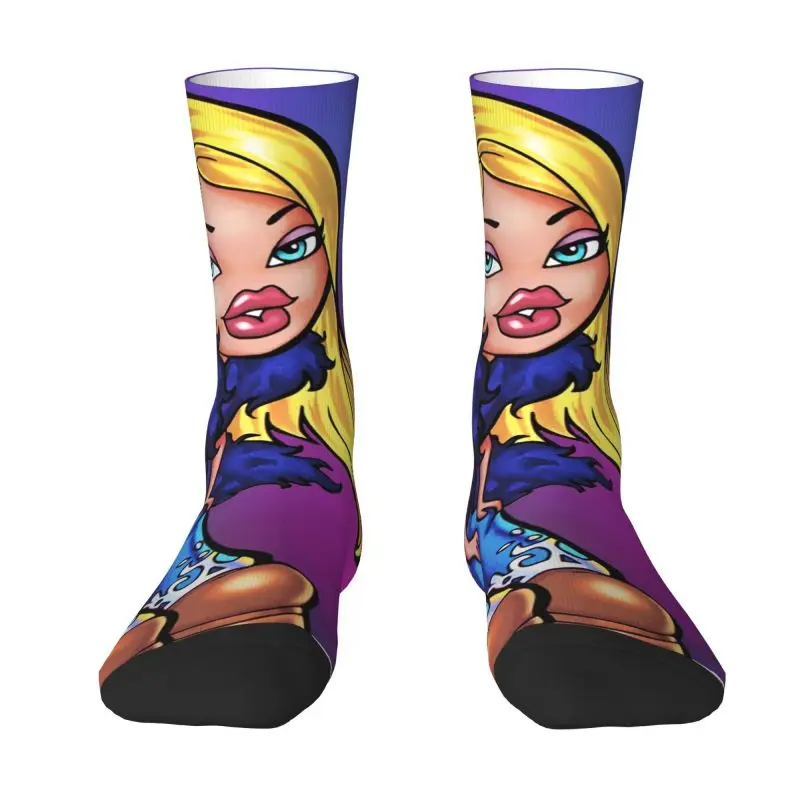 

Милые носки с плакатом Bratz Rock Angelz Funk N Glow для мужчин и женщин, теплые спортивные носки с 3D принтом в стиле рок-музыки, футбола