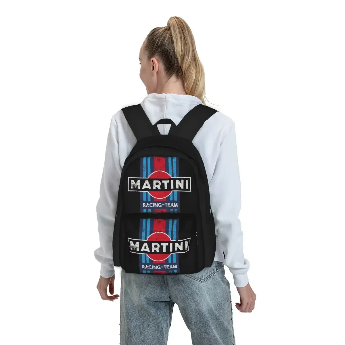 Martini Racing Team Rucksäcke Jungen Mädchen Büchertasche Kinder Schultaschen Cartoon Kinder Rucksack Laptop Rucksack Umhängetasche