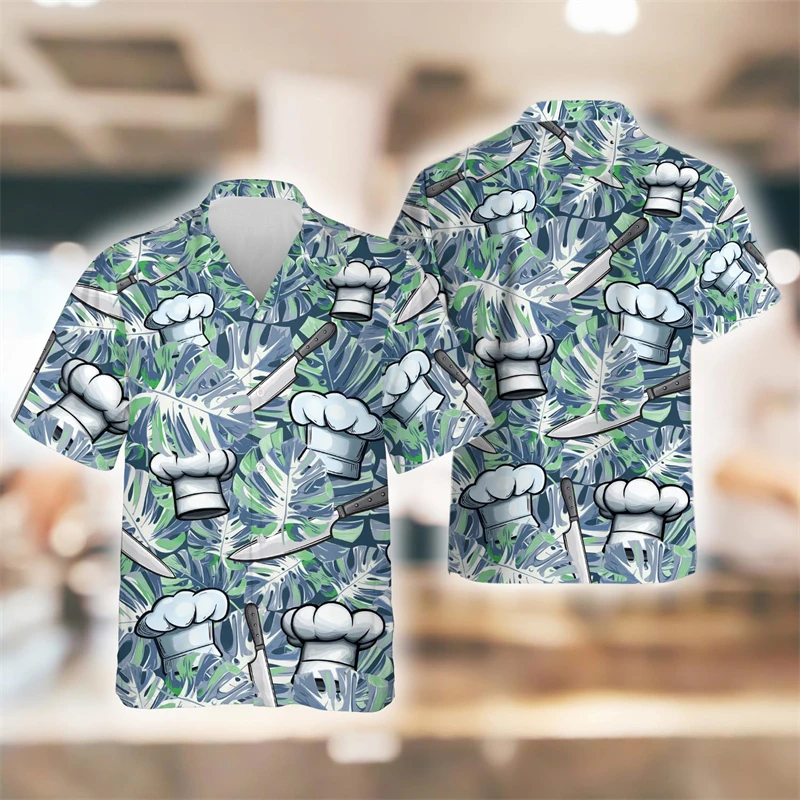 

Fashion Profession Chef Graphic Shirts For Men Clothes Casual Cook Work Uniform Funny Design Short Sleeve Cute Chef Hat Tops