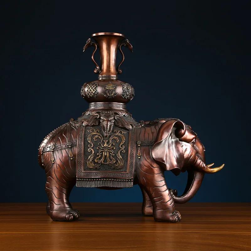 Brass elephant ornament eight treasures Taiping object treasure bottle elephant home living room office decoration