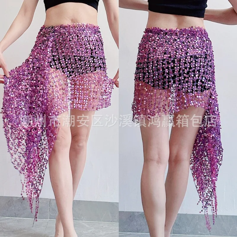 Bufanda de cadera bordada con lentejuelas para danza del vientre personalizada, cadena de cintura, ropa india, cinturón para mujer, 2025