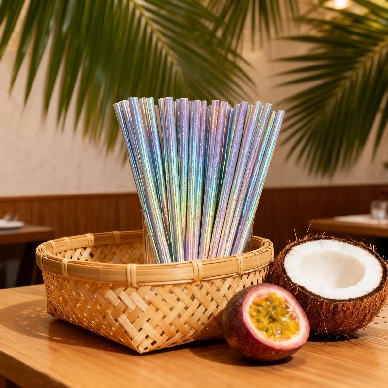 Canudos laser de papel descartáveis, 25/50 peças, canudos arco-íris, bebidas de cerveja, suco, aniversário, festa de casamento, natal, necessidades diárias