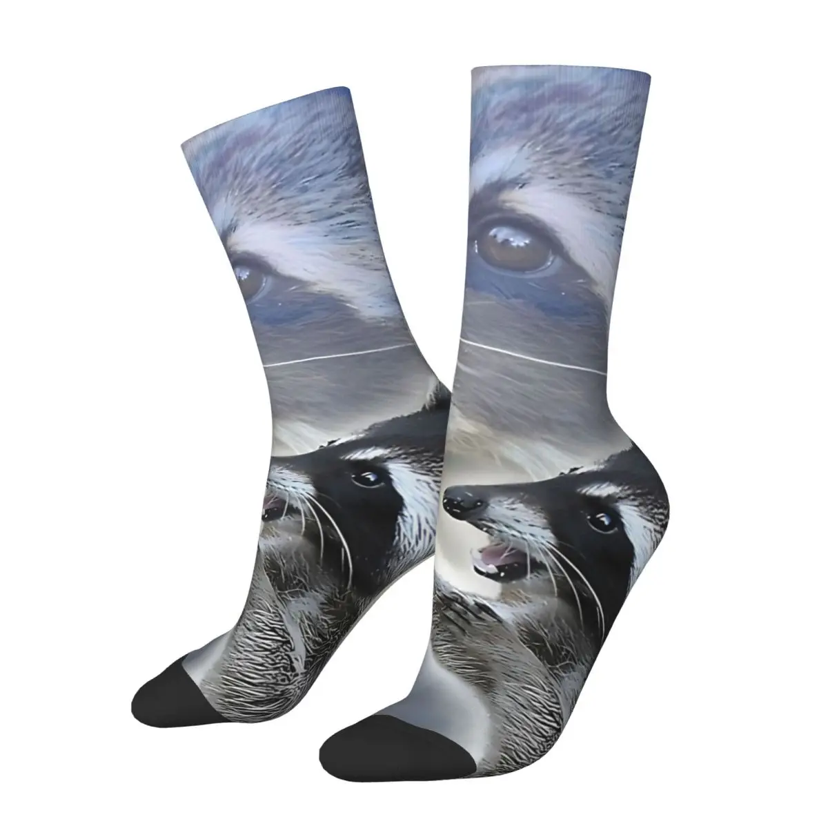 Funny Happy Sock for Men There Is Only Trash Can Vintage Raccoon Quality Pattern Printed Crew Sock Novelty Gift