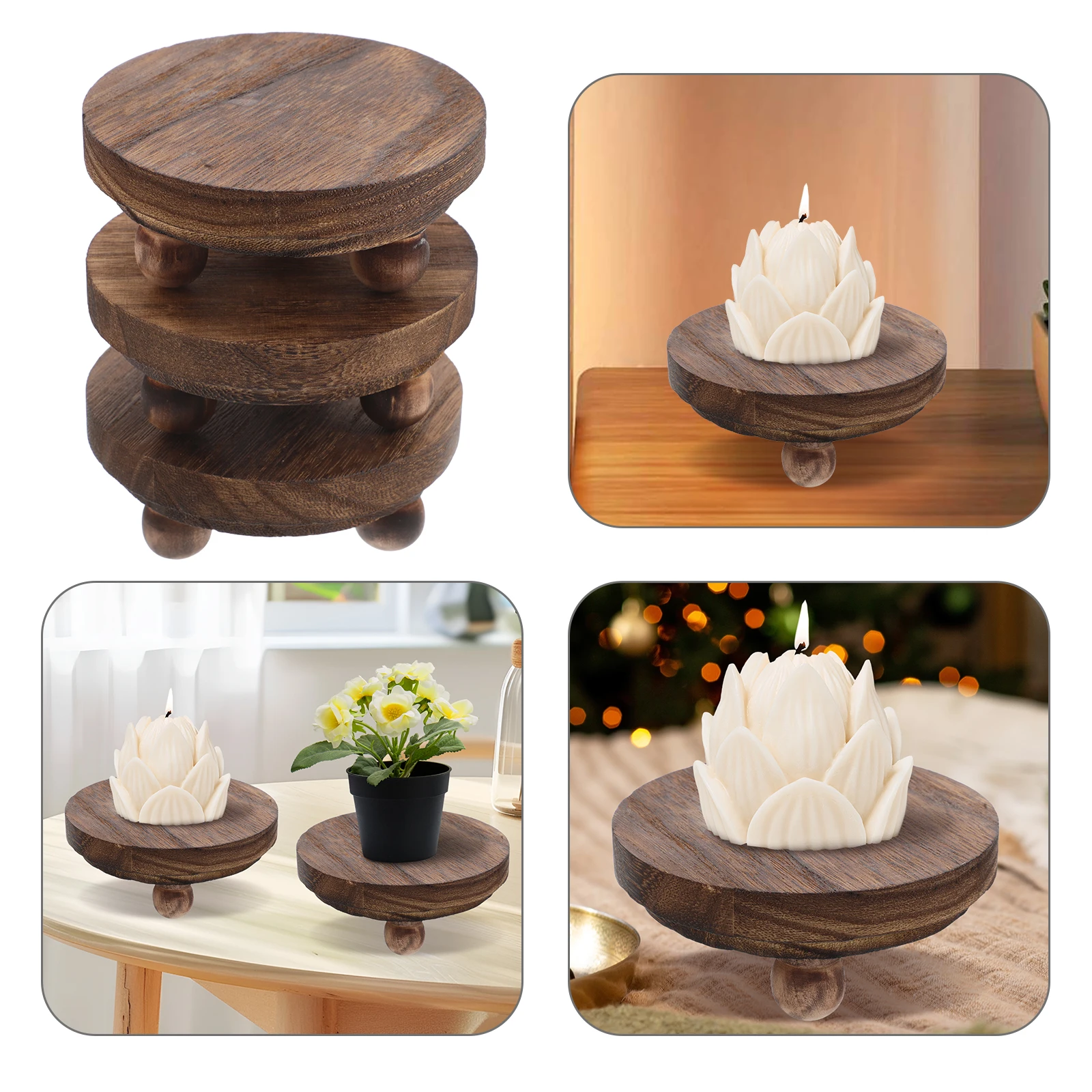 

3 Pcs Wooden Display Stand Risers Buffet Household Plate Holders for Displaying Cup