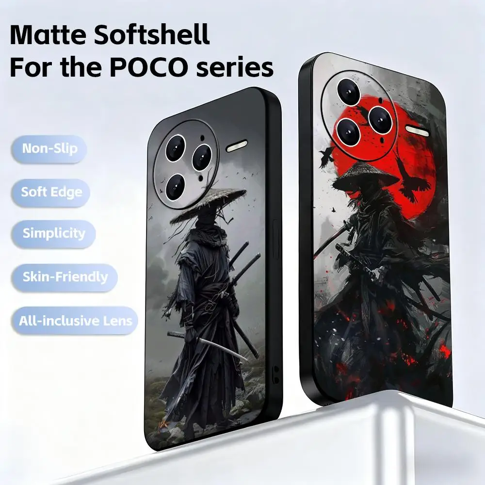 Bushido Samurai ghost cool Japanese Phone Case For Xiaomi POCO M7 M6 M5 X7 X6 X5 F7 F6 F5 Soft Black Pro 5G Phone Cover