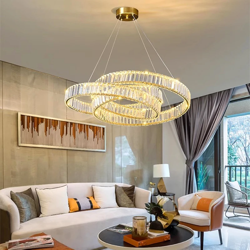 Imagem -03 - Modern Crystal Chandelier For Home Decoration Living Room Pendant Lamp Dining Room Pendant Lights Iluminação Interior