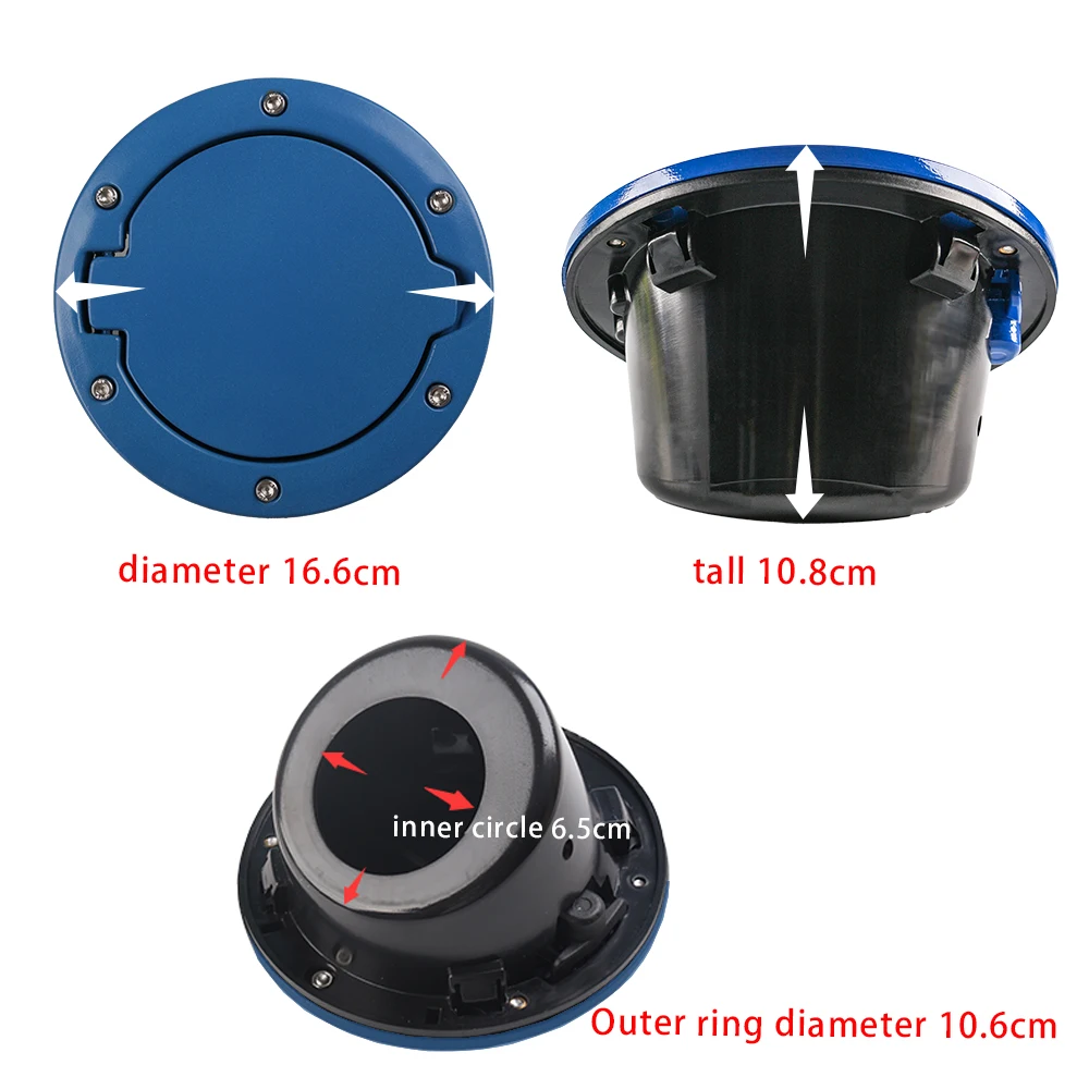 Bright Blue Fuel Filler Door Cover, Aluminum Alloy Gas Tank Cap Lid for Jeep Wrangler JK 2007‑2018 Exterior Decoration Modificat - view 3