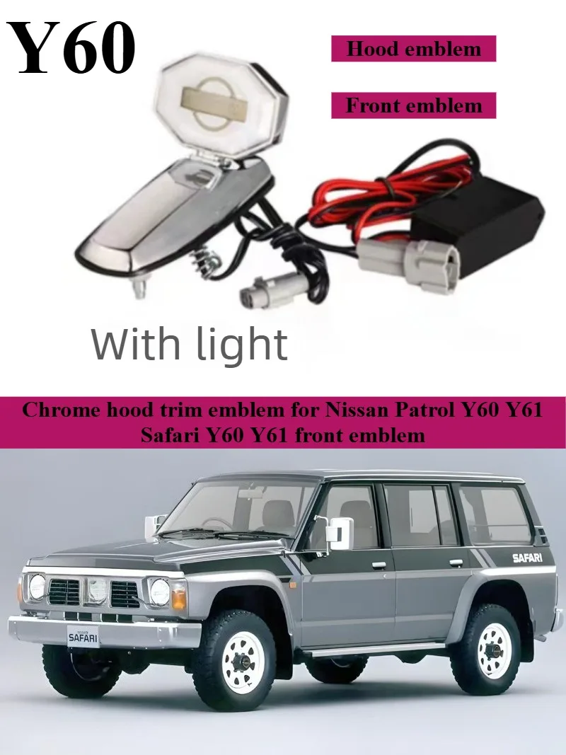 Chrome Hood Emblem for Nissan Patrol Y60 Y61 Safari Y60 Y61 Front Emblem, Upright Emblem Hood Emblem
