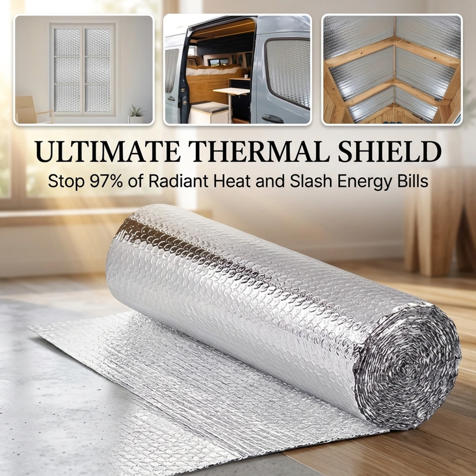 Thick Double-sided Aluminum-plated Sunroom Insulation Film, Color Steel Tile, Roof Sunscreen Film, Aluminum Foil Bubble Insulati