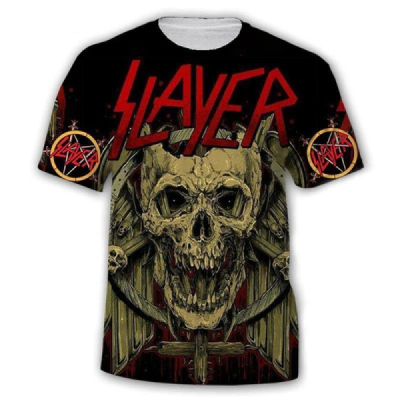 Hot Heavy Metal Rock Band Slayer 3D Printing Men's T-shirts Summer Hip Hop Trendy Cool Short Sleeve Tees Top Oversized Tshirt