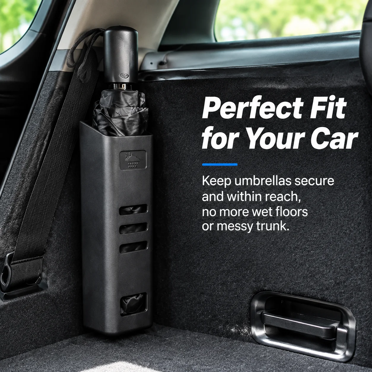 Universal Car Umbrella Storage Box, Waterproof Non-drilling Trunk Umbrella Holder, Car Interior Organizer for Umbrellas