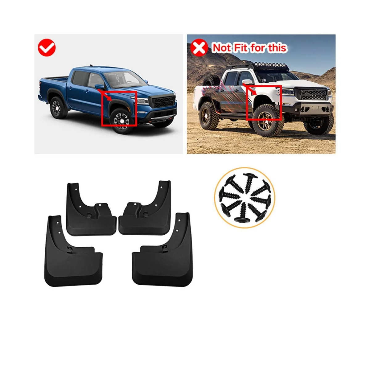 Car Mudflaps for Nissan Frontier Navarre 2022-2023 Mudguard Fender Mud Flap Guard Splash Mudguards Car Accessories