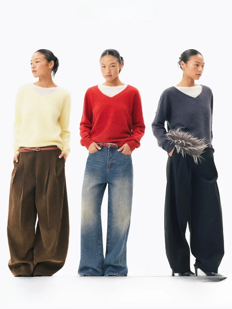 

Age of Ascent Women's Knitted Camere V-Ne Sweater Lightweight Sl Wool Blend Long Sve Casual Comfortable Fit