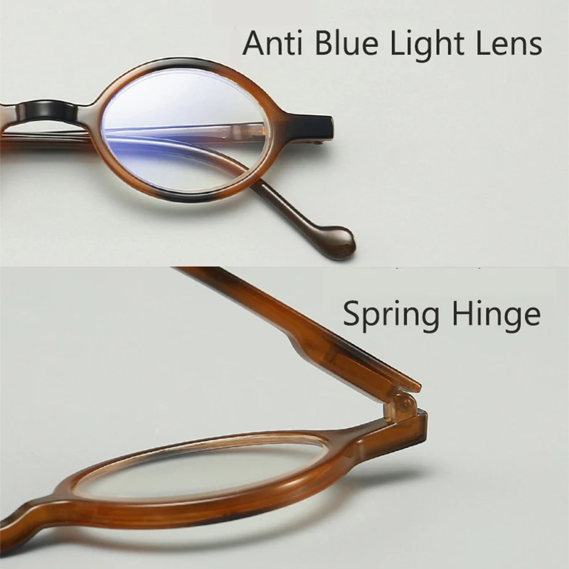 Spring Hinge Round Anti Blue Light Reading Glasses Women Men Extra Light Retro Vintage Small Hipster Presbyopic +1.0~+4.0