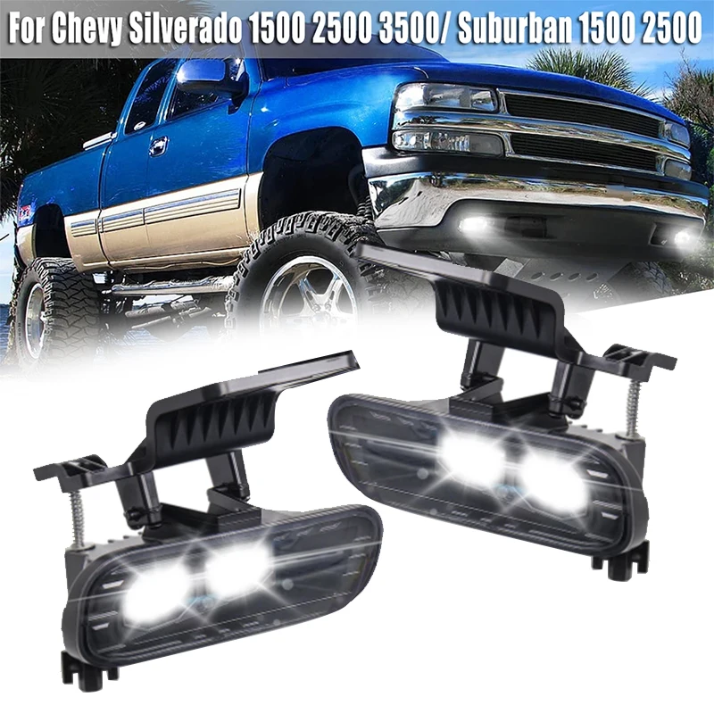 NEW Car Fog Lights Bumper Driving Lamp Daytime Running LED Light for Chevy Silverado 1999-2002 Tahoe Suburban 2000-2006