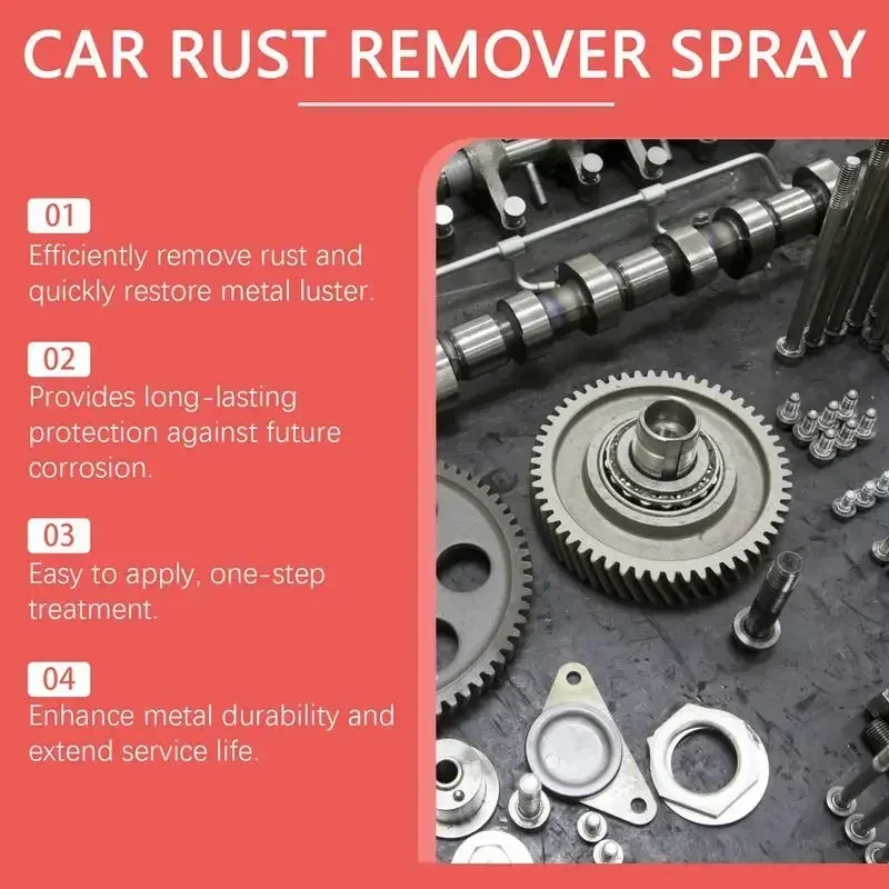 Car Rust Remover Spray, Metal Superfície Chrome Cleaner, Car Body Paint Care Composto, Automobile Wash and Maintenance Agent