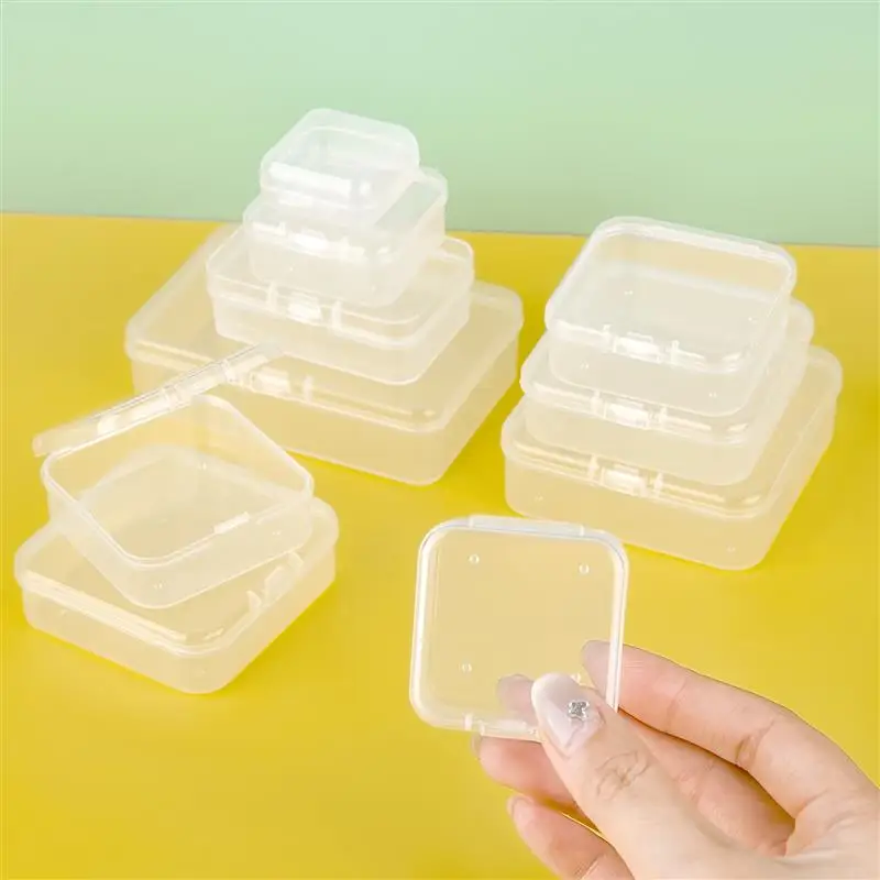 10Pcs PP Storage Box Mini Transparent Plastic Case Container Square Rectangle Packaging Box For Jewellry Beads Small Items